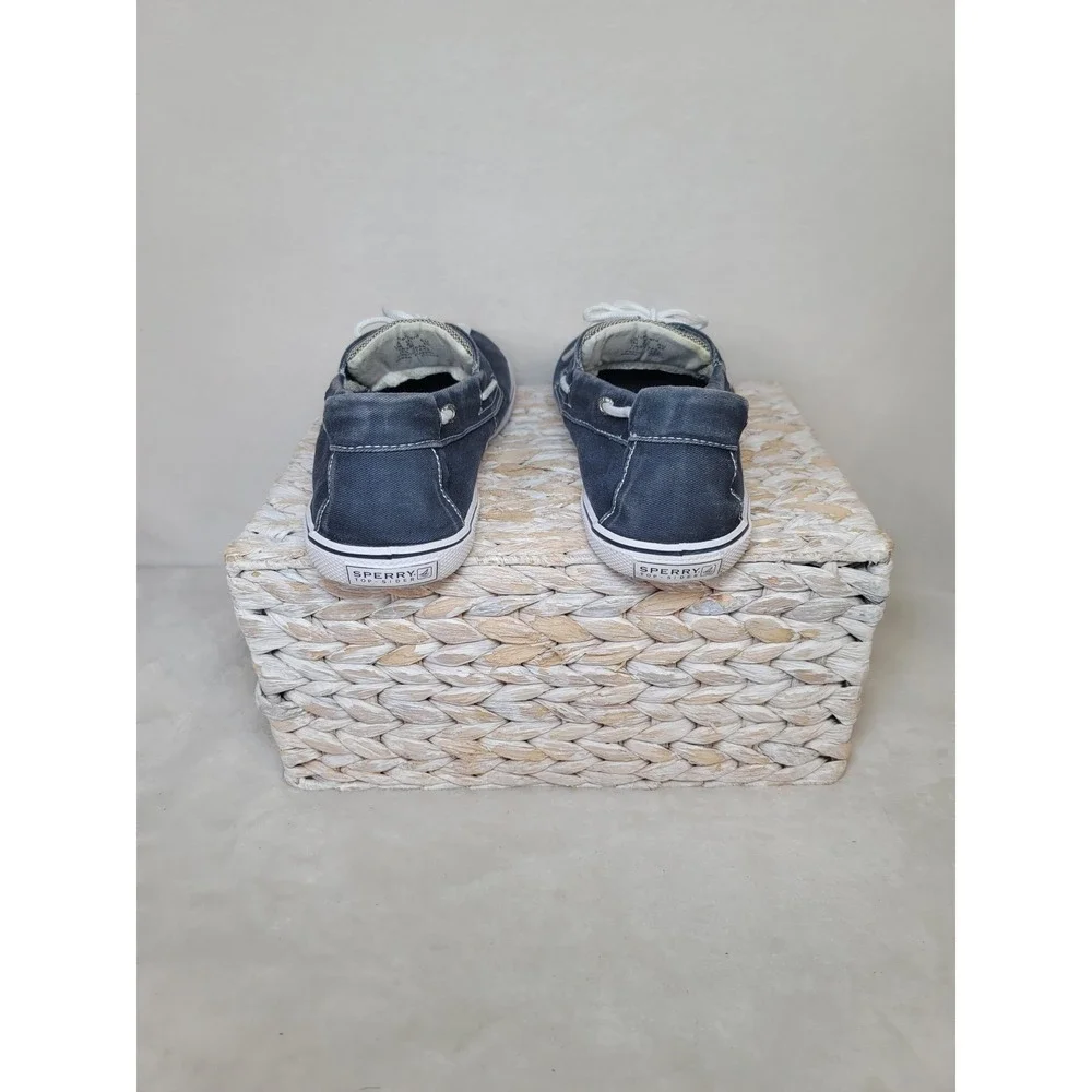Sperry Top Sider Nautical Boat Shoes‎ Coastal Loafers Blue Canvas Preppy Size 7